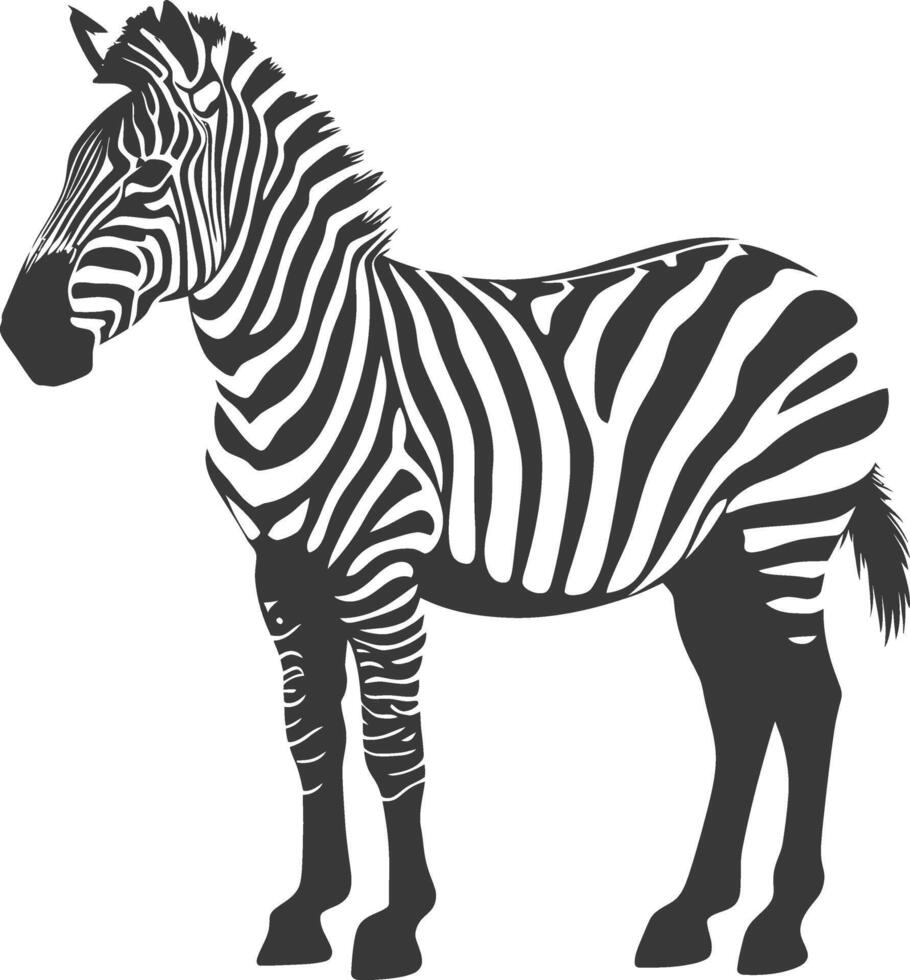 AI generated Silhouette zebra animal black color only vector