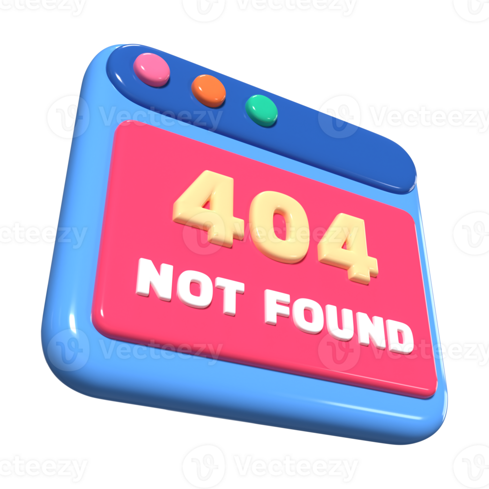 404 niet gevonden 3d illustratie icoon png