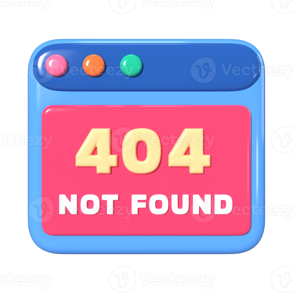 404 Not Found 3D Illustration Icon png