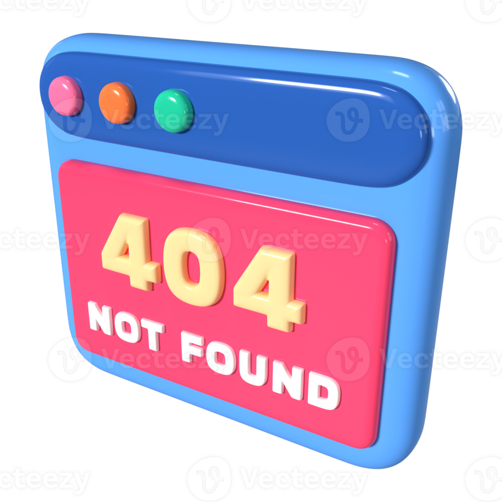 404 niet gevonden 3d illustratie icoon png