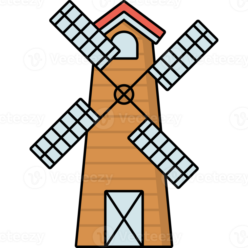 Windmill Illustration Isolated PNG