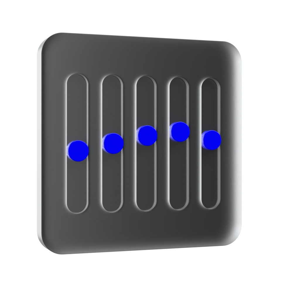 noir interface avec bleu glissière boutons contrôle graphique 3d png