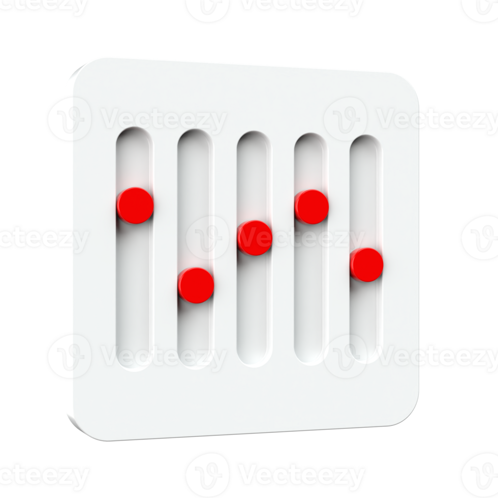 White interface with slider buttons control graphic 3d png