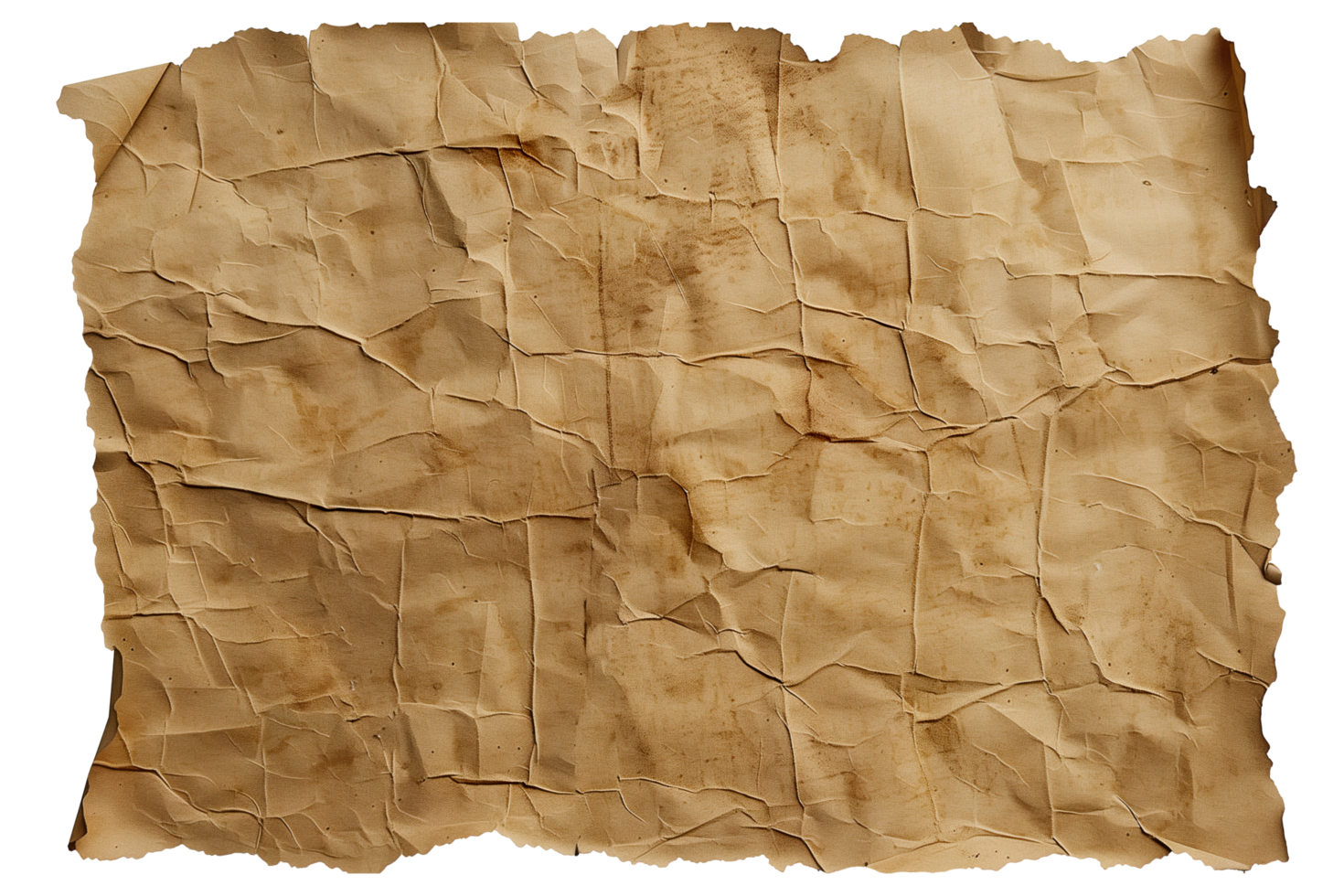 AI generated Crumpled craft paper with ragged edges png