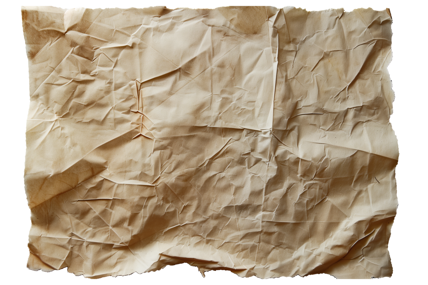 AI generated Crumpled craft paper with ragged edges png