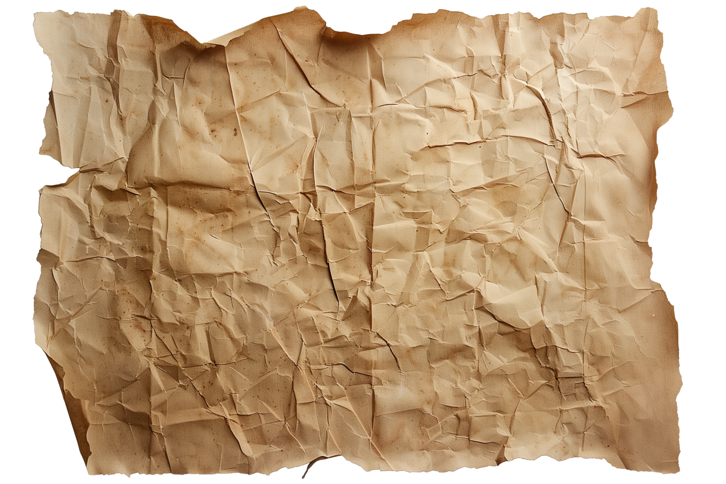 AI generated Crumpled craft paper with ragged edges png