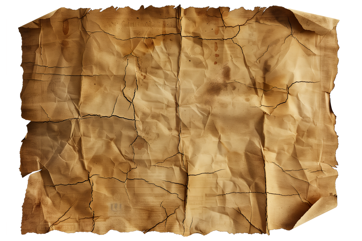 AI generated Crumpled craft paper with ragged edges png