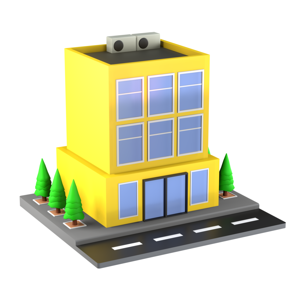 3D illustration of a building and architecture concept. Object on a transparent background png