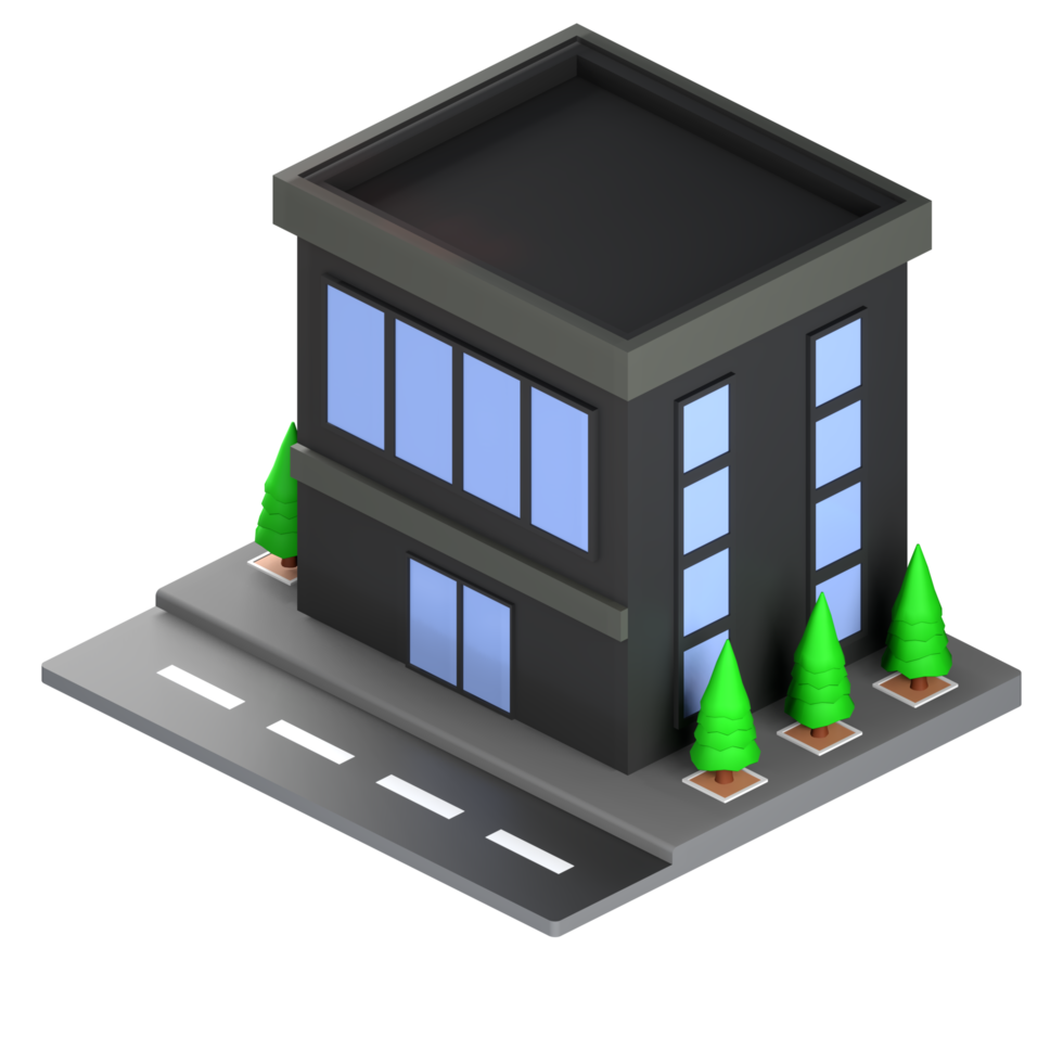 3D illustration of a building and architecture concept. Object on a transparent background png