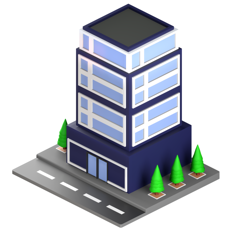 3D illustration of a building and architecture concept. Object on a transparent background png