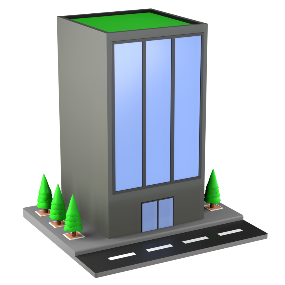 3D illustration of a building and architecture concept. Object on a transparent background png