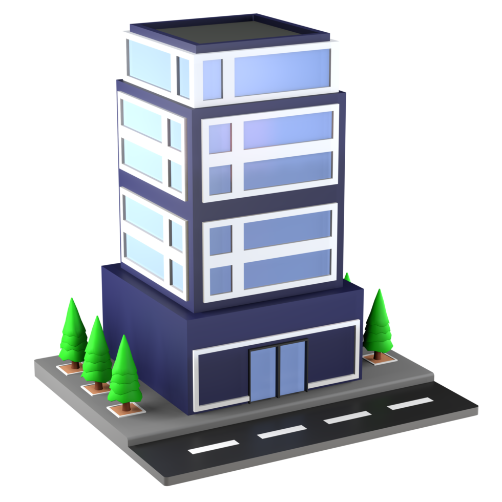 3D illustration of a building and architecture concept. Object on a transparent background png