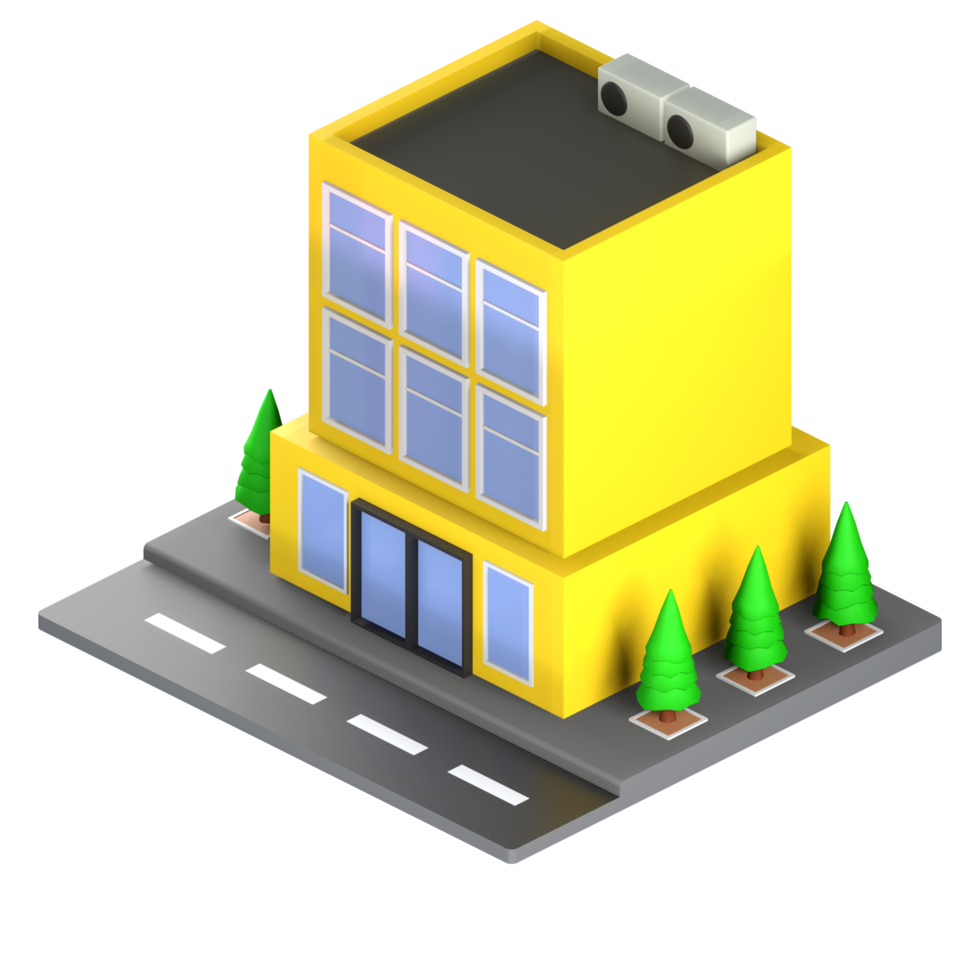 3D illustration of a building and architecture concept. Object on a transparent background png