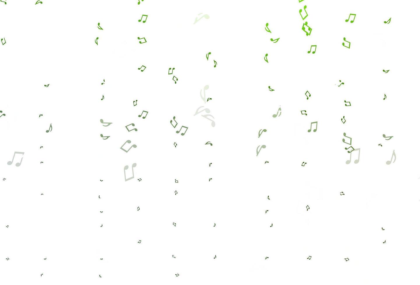 telón de fondo de vector verde claro con notas musicales.