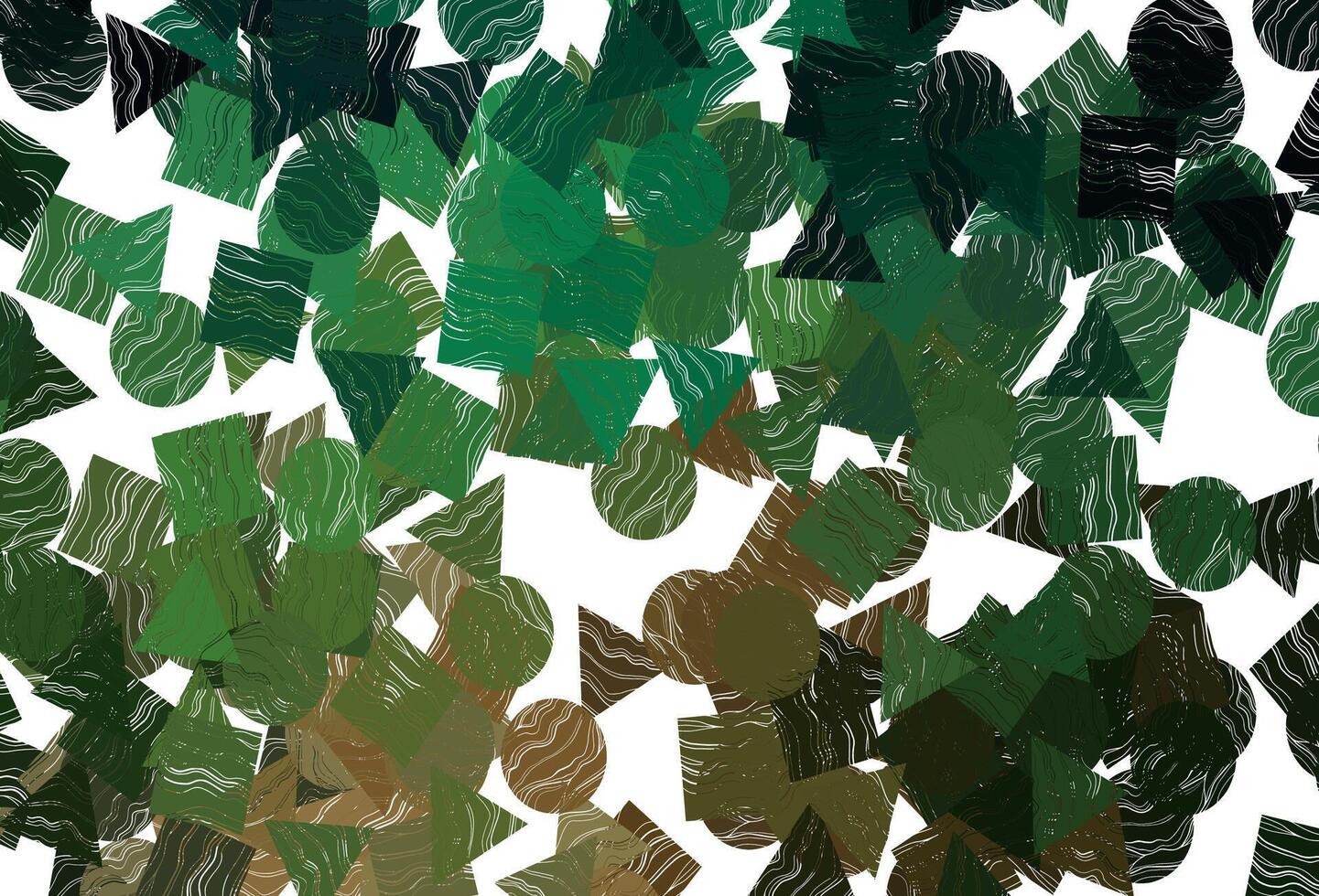 Dark  green vector template with crystals, circles, squares.