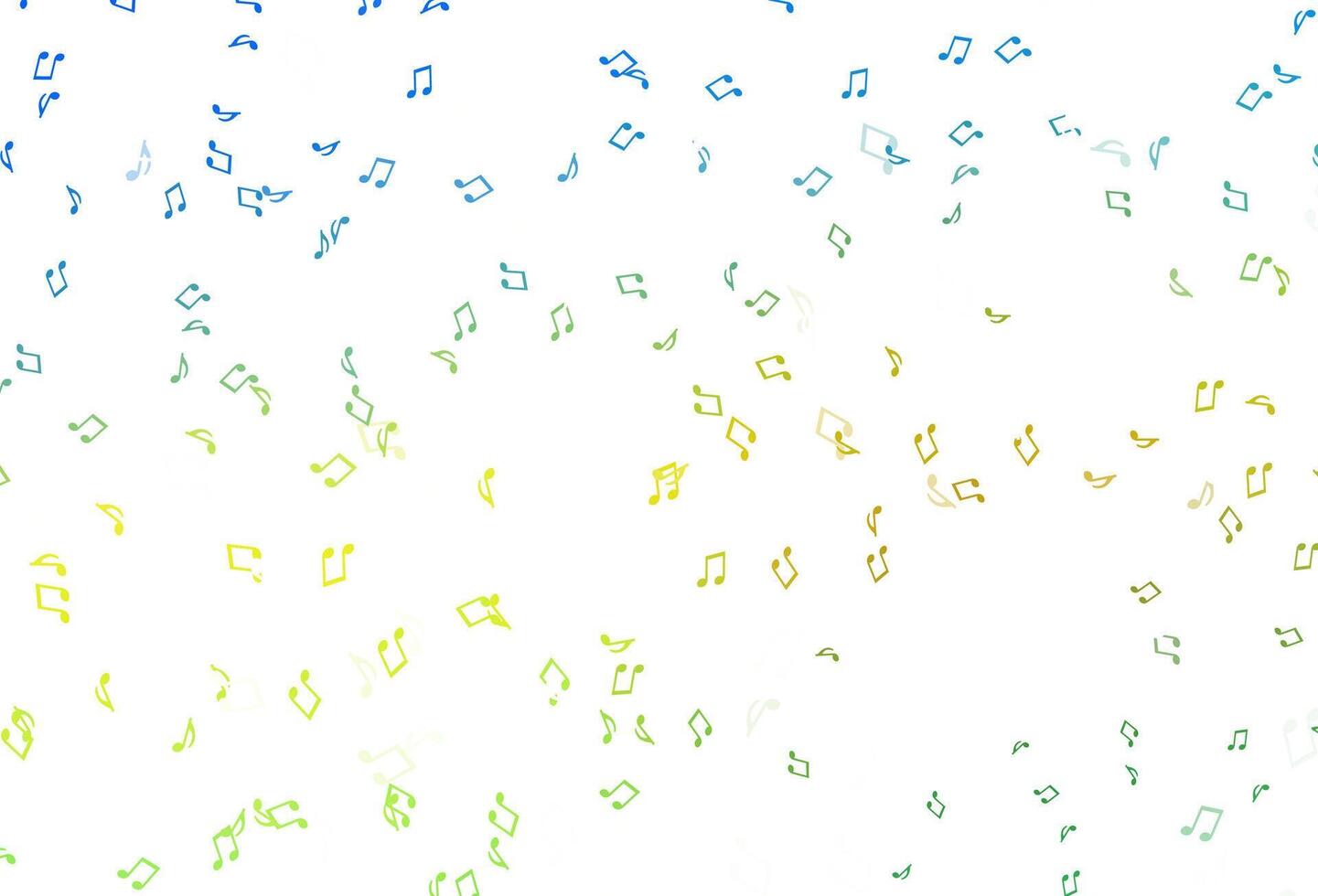 textura de vector azul claro, amarillo con notas musicales.