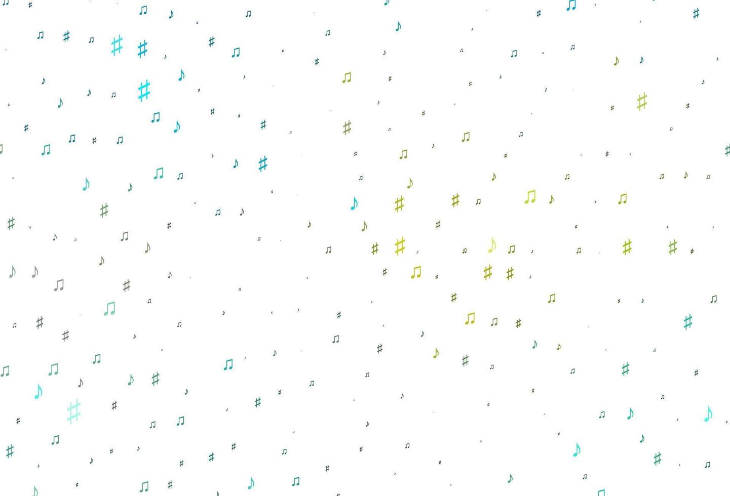 Light Blue, Yellow vector background with music symbols.