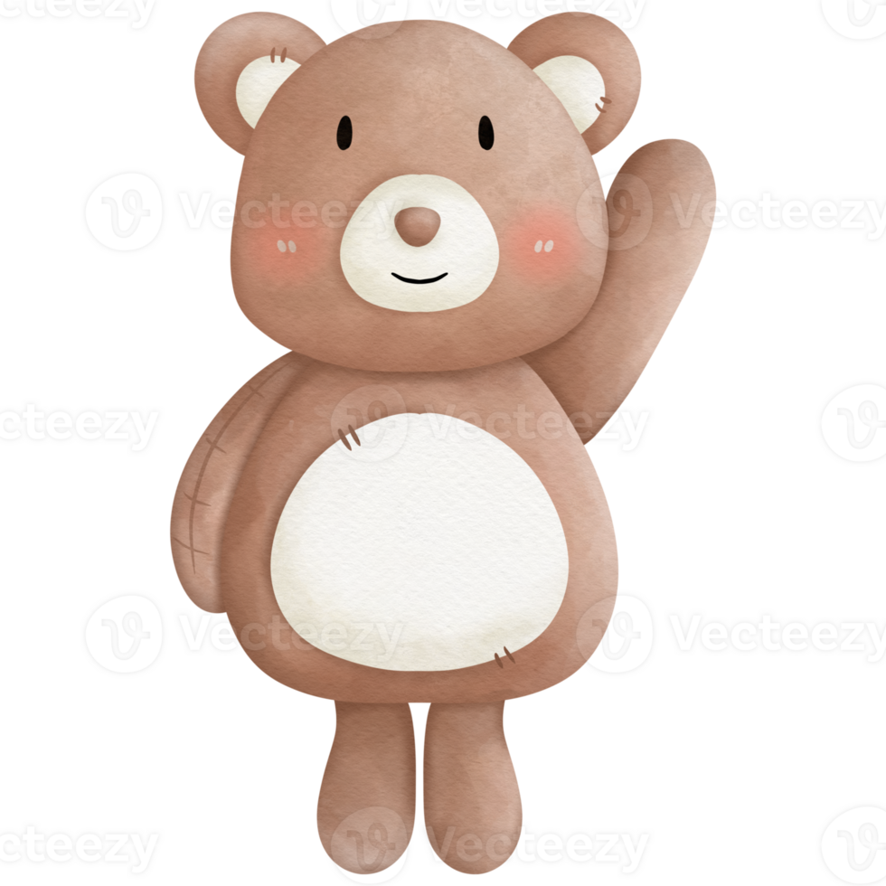 Teddy bear watercolor elements so cute png