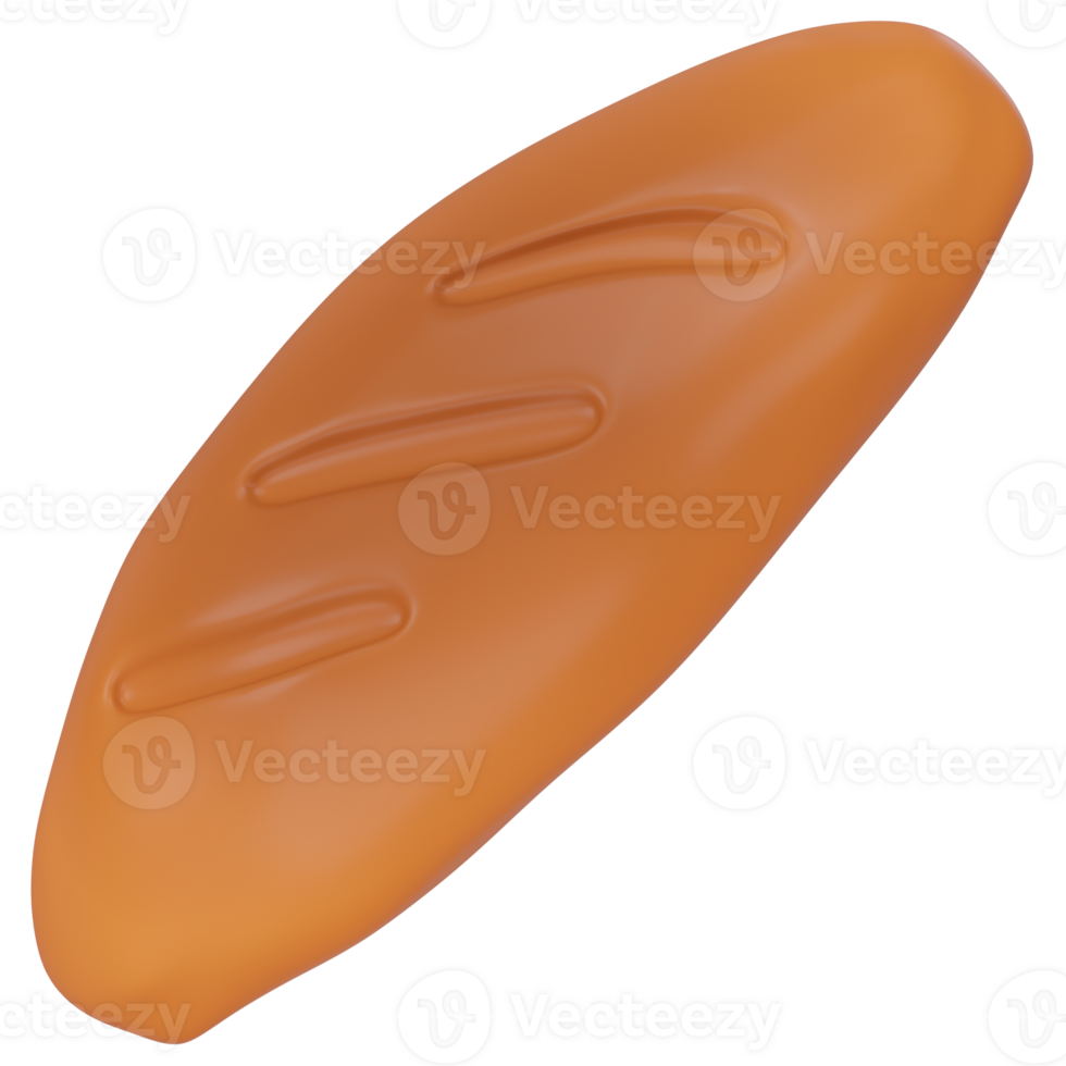 Baguette or French Bread 3d icon render png