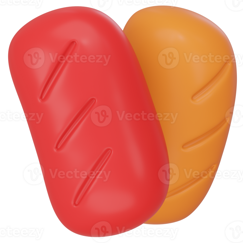 Grilled sausages 3d icon render png
