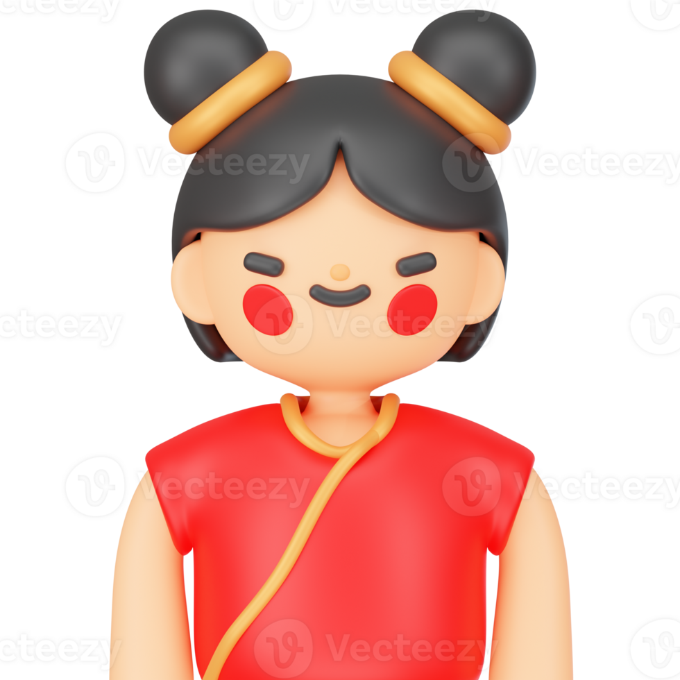 Chinese Woman 3d icon render png