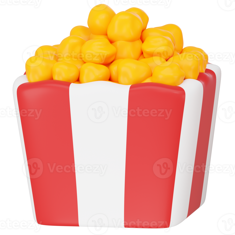 3d rendering of cute fast food Cheese Popcorn icon illustration png