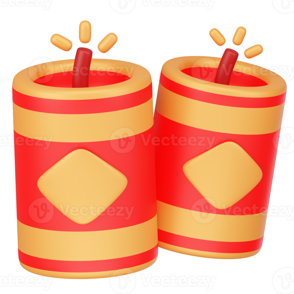 Chinese firecracker decoration 3d icon render png