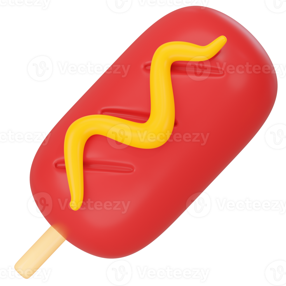 Red Hot Dog Skewers 3d icon rendering png