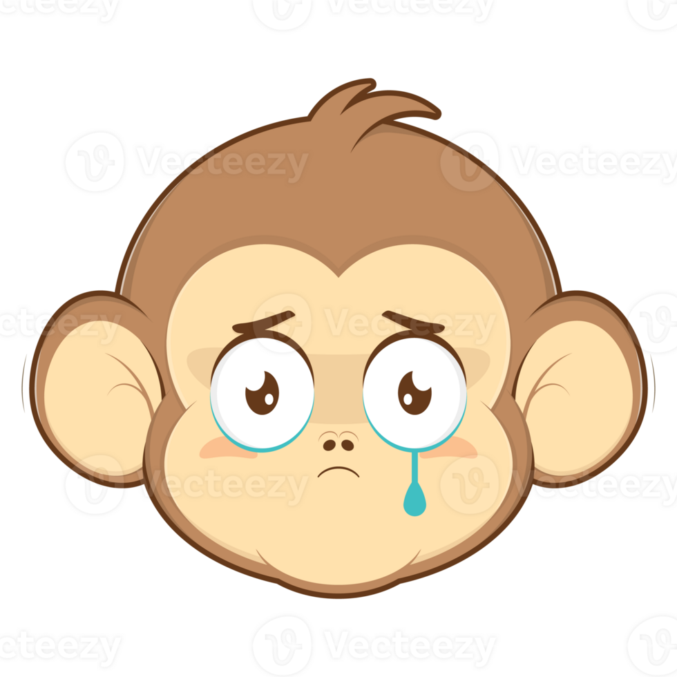 monkey crying face cartoon cute png