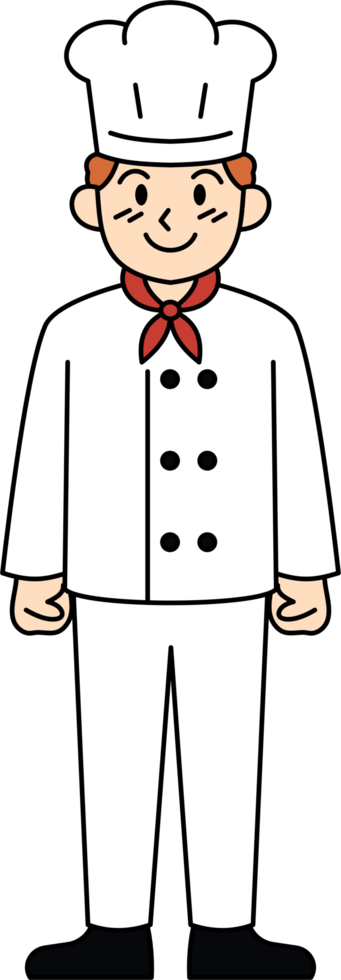 A cartoon chef is wearing a white uniform and a red bandana png