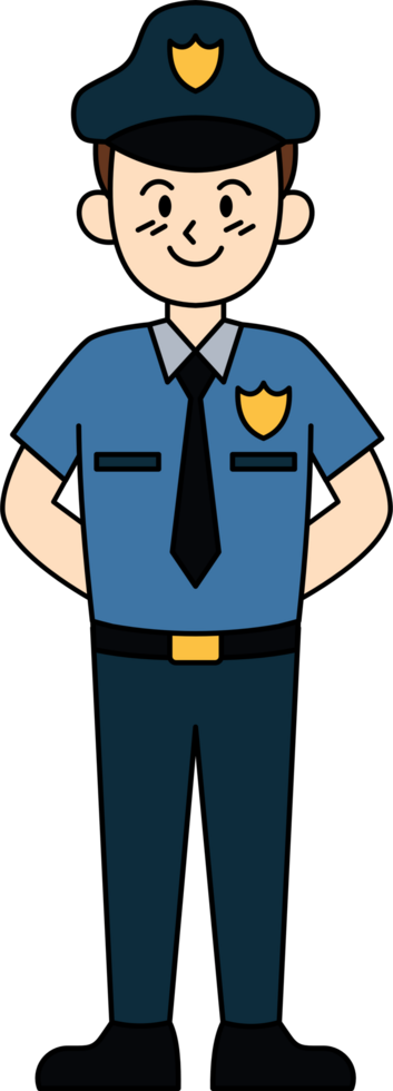 A cartoon police officer with a blue shirt and a black tie. png