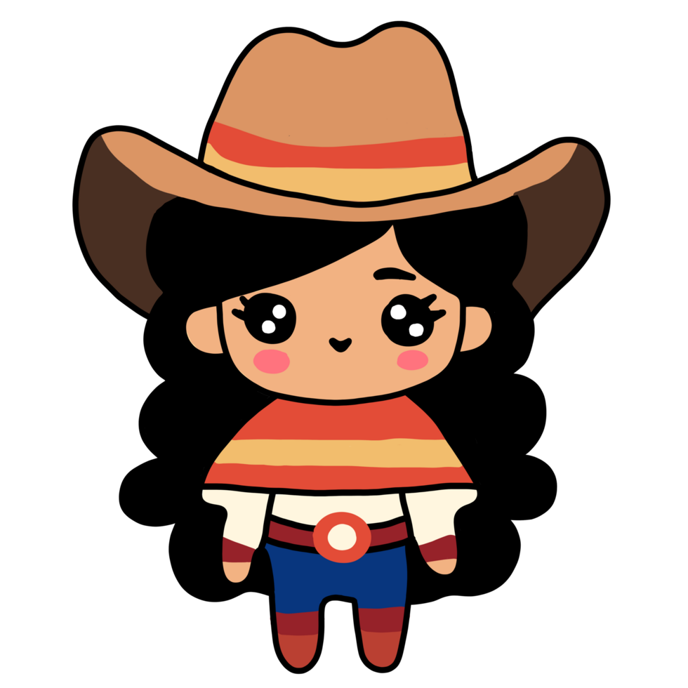 dibujos animados niña en vaquero sombrero png