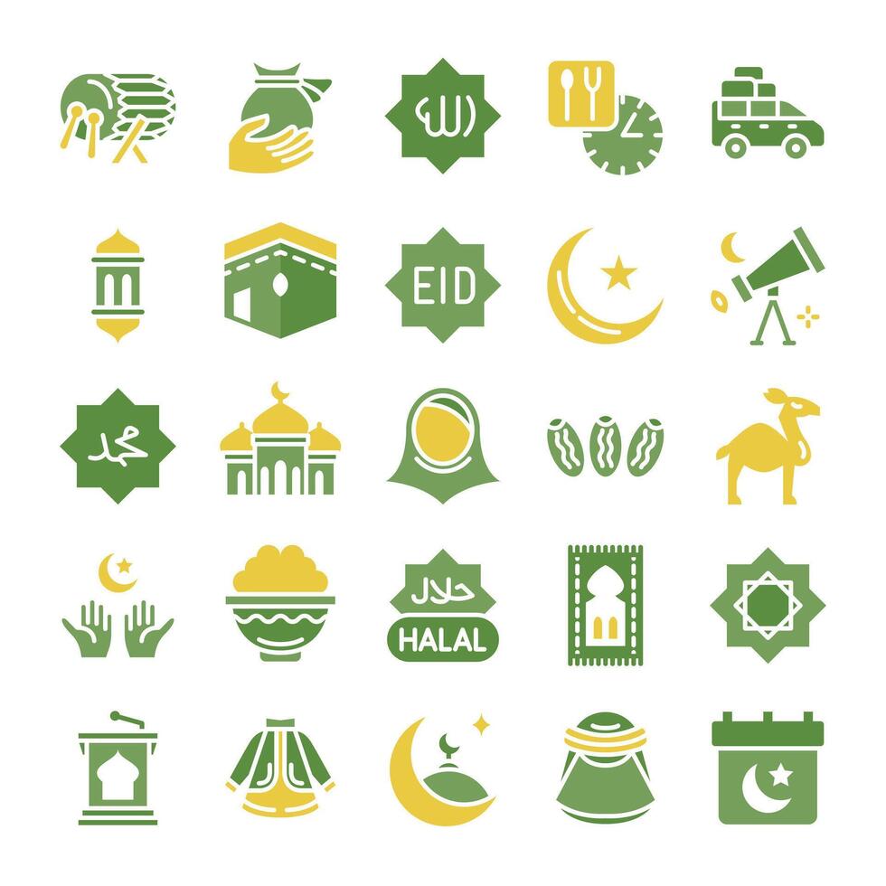 Ramadan icons bundle. Flat icon style.Vector illustration vector