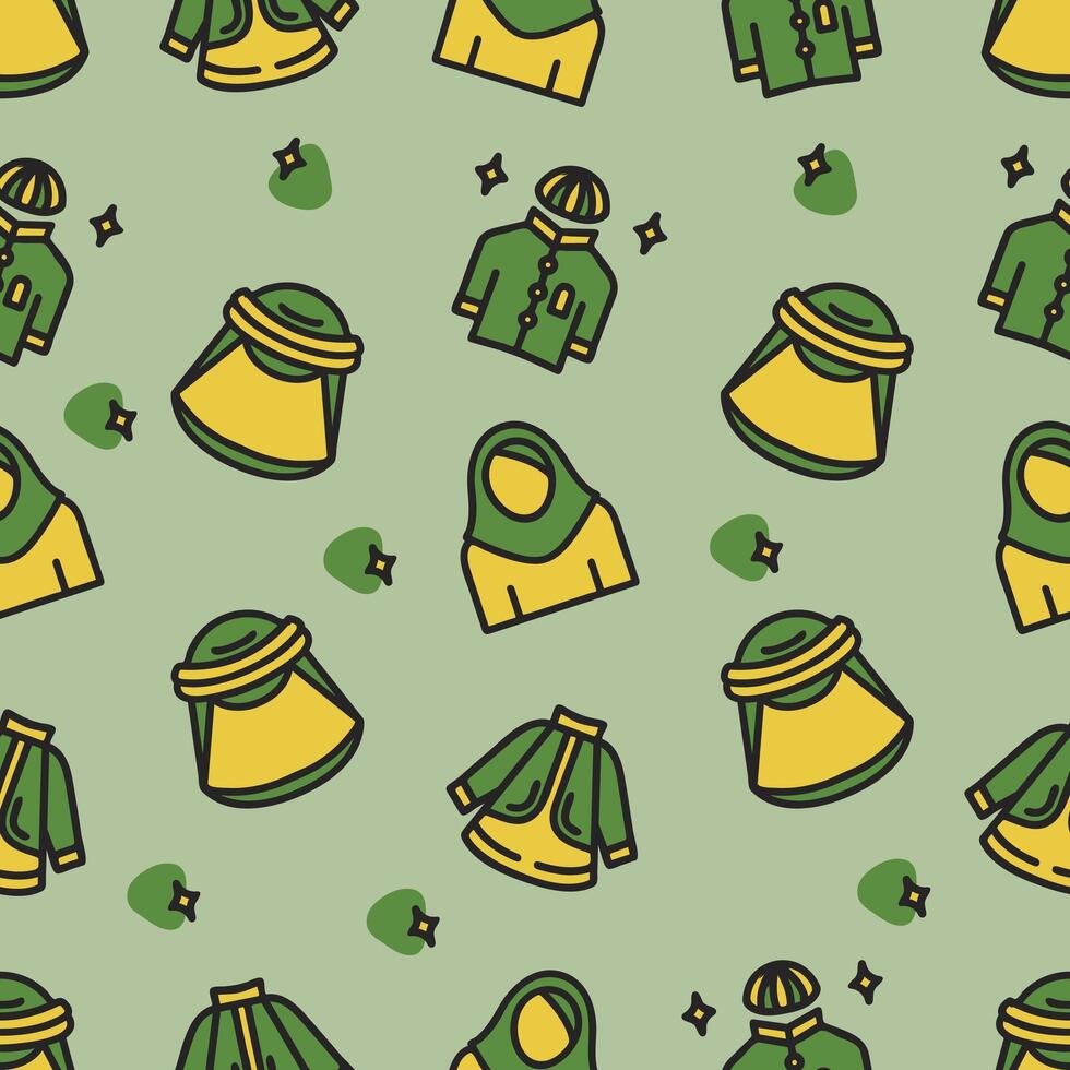 Seamless pattern of Muslim dress background. Vector illustration.