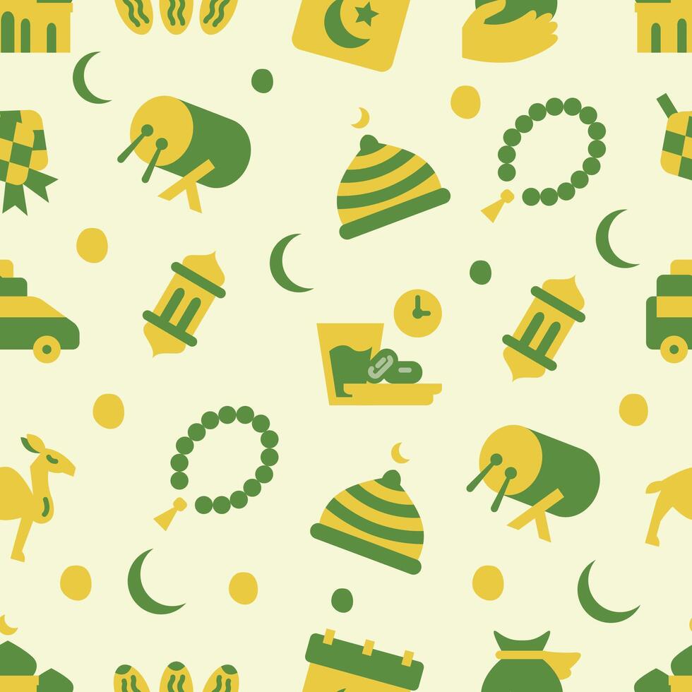 Seamless pattern Ramadan flat elements. Vector illustration background.