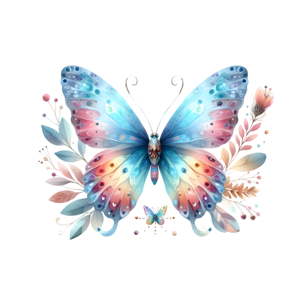 AI generated Colorful Watercolor butterfly PNG isolated on transparent background