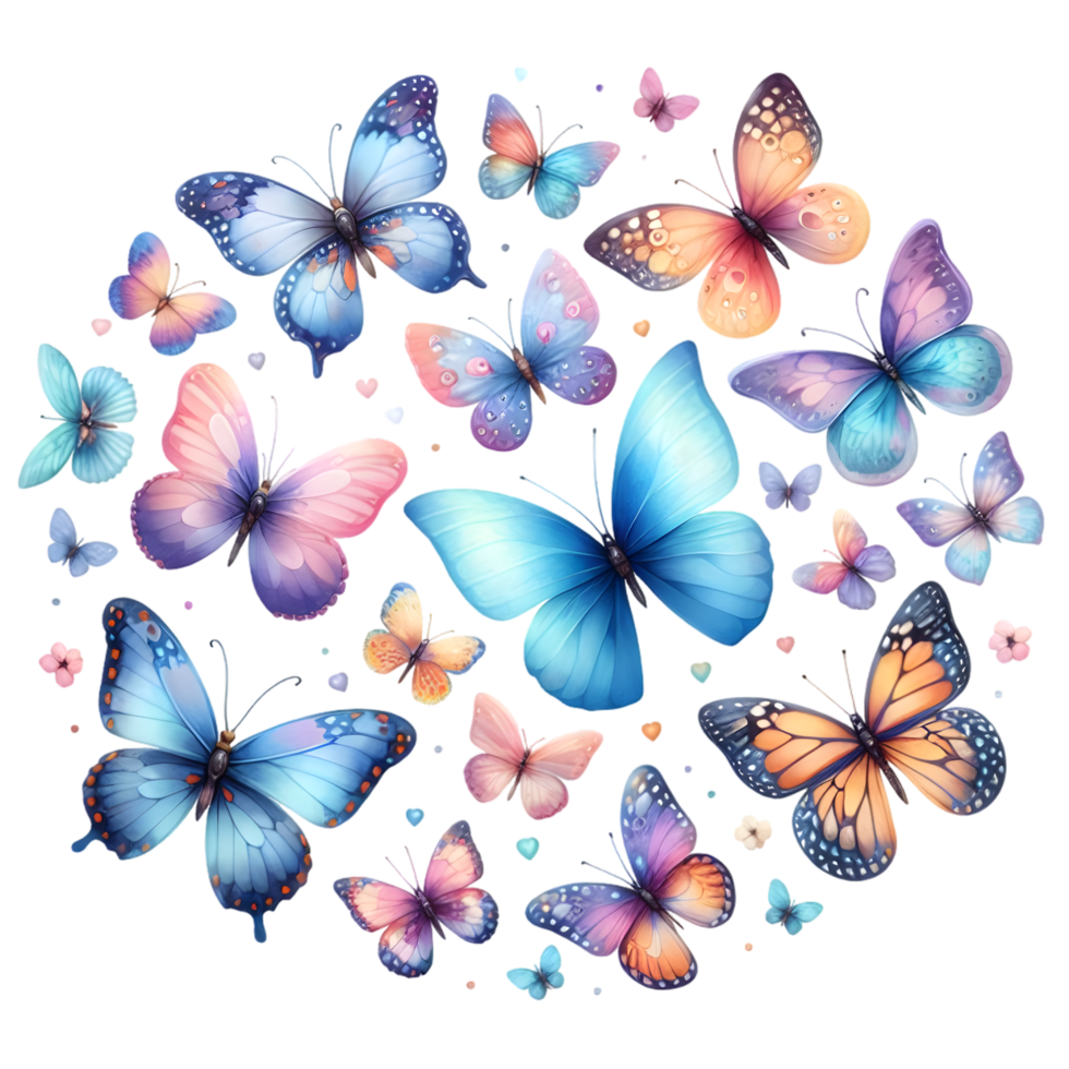 AI generated Colorful Watercolor butterfly PNG isolated on transparent background