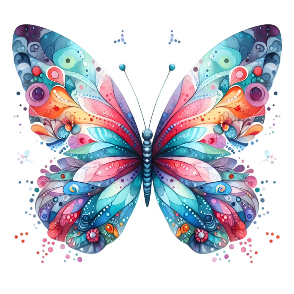 AI generated Colorful Watercolor butterfly PNG isolated on transparent background