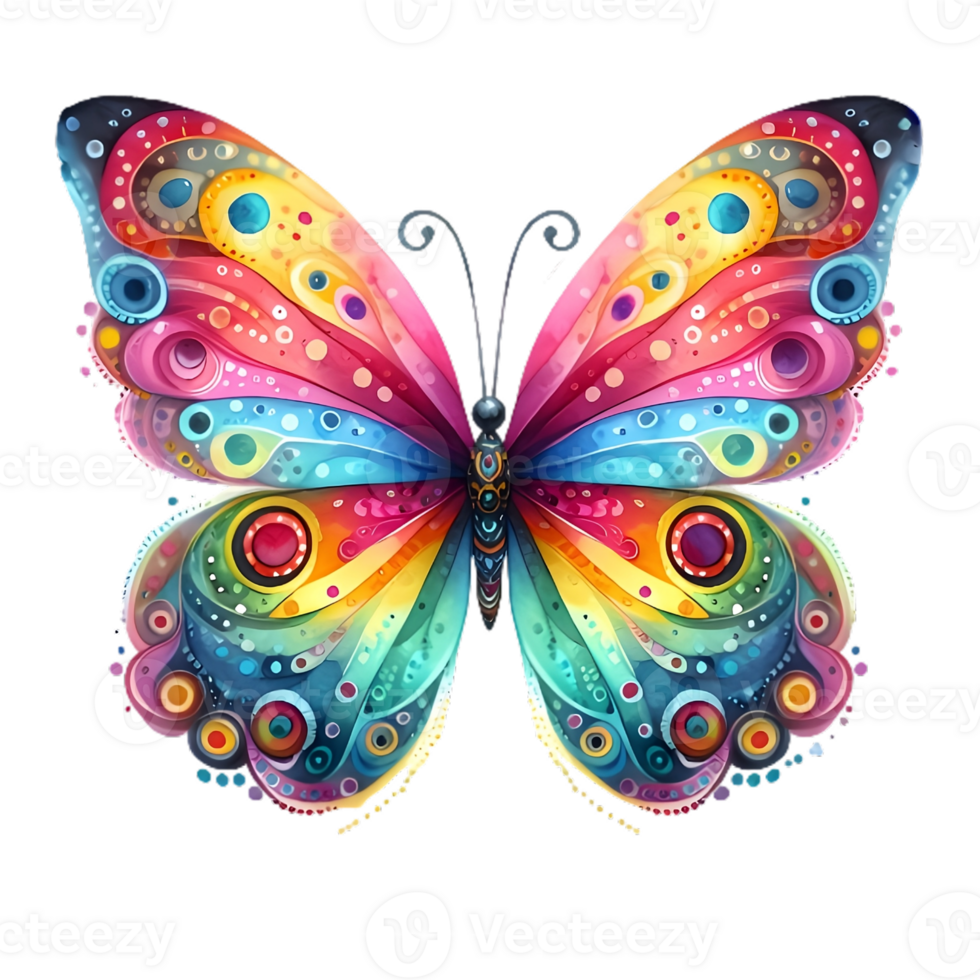 AI generated Colorful Watercolor butterfly PNG isolated on transparent background