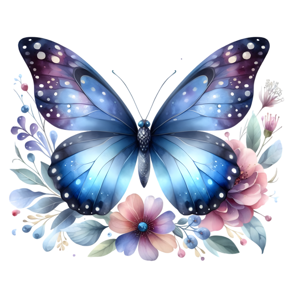 AI generated Colorful Watercolor butterfly PNG isolated on transparent background