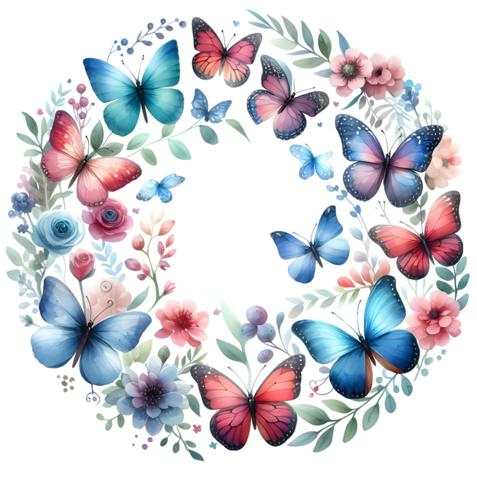 AI generated Colorful Watercolor butterfly PNG isolated on transparent background