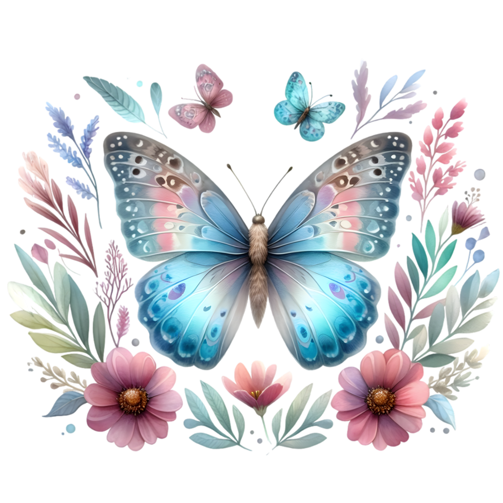 AI generated Colorful Watercolor butterfly PNG isolated on transparent background