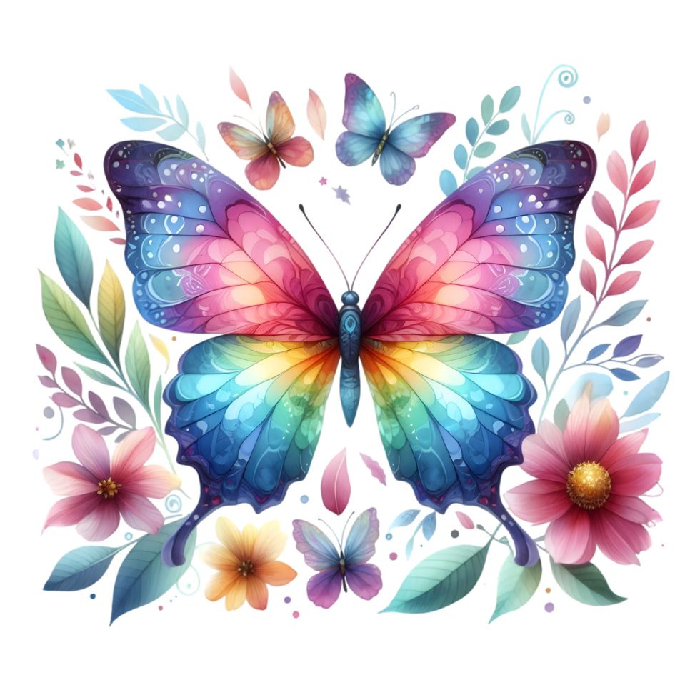 Ai Generated Colorful Watercolor Butterfly Png Isolated On Transparent Ai Generated Colorful Watercolor Butterfly Png Isolated On Transparent