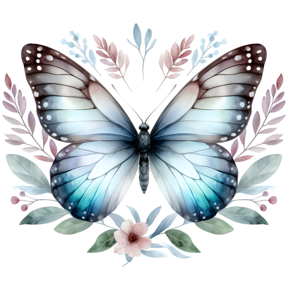AI generated Colorful Watercolor butterfly PNG isolated on transparent background