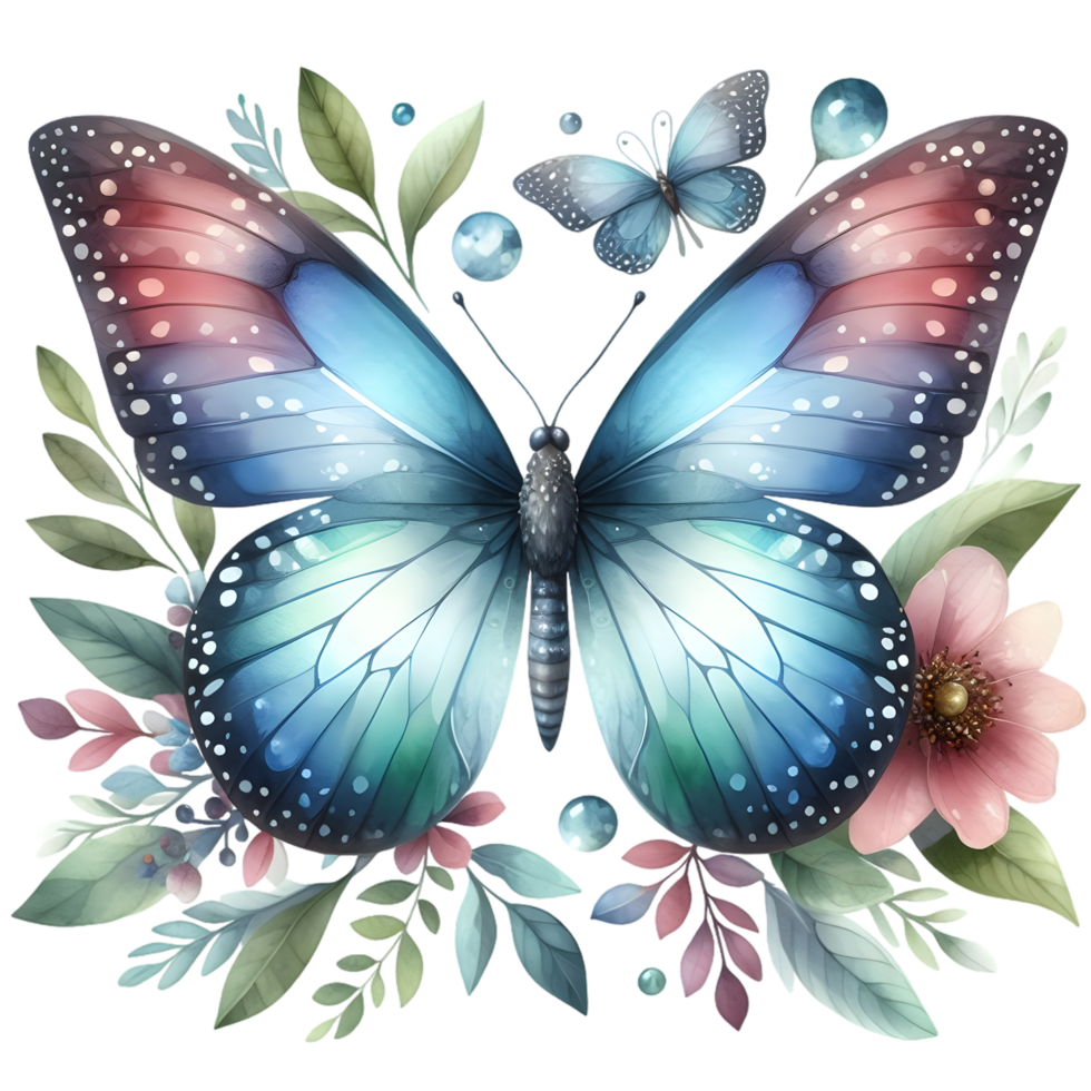 AI generated Colorful Watercolor butterfly PNG isolated on transparent background