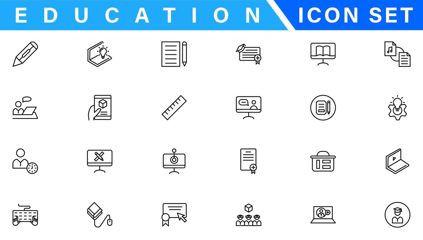 Education and Learning web icons in line style. School, university, textbook, learning. Vector illustration.