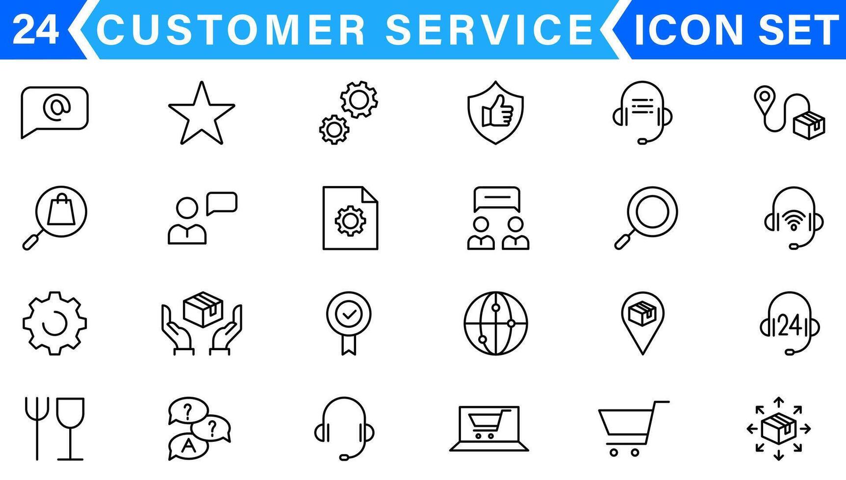 Line icons related to customer experience, client satisfaction, review, feedback. Outline icon collection. Editable stroke. Vector illustration