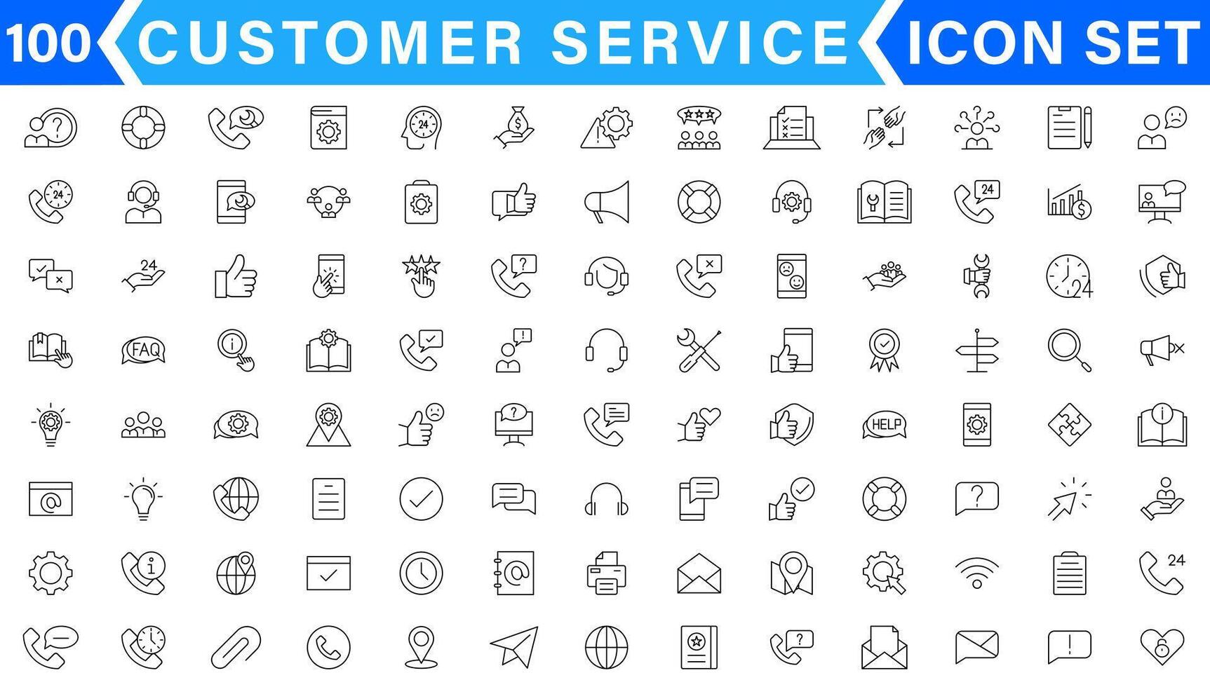 Line icons related to customer experience, client satisfaction, review, feedback. Outline icon collection. Editable stroke. Vector illustration