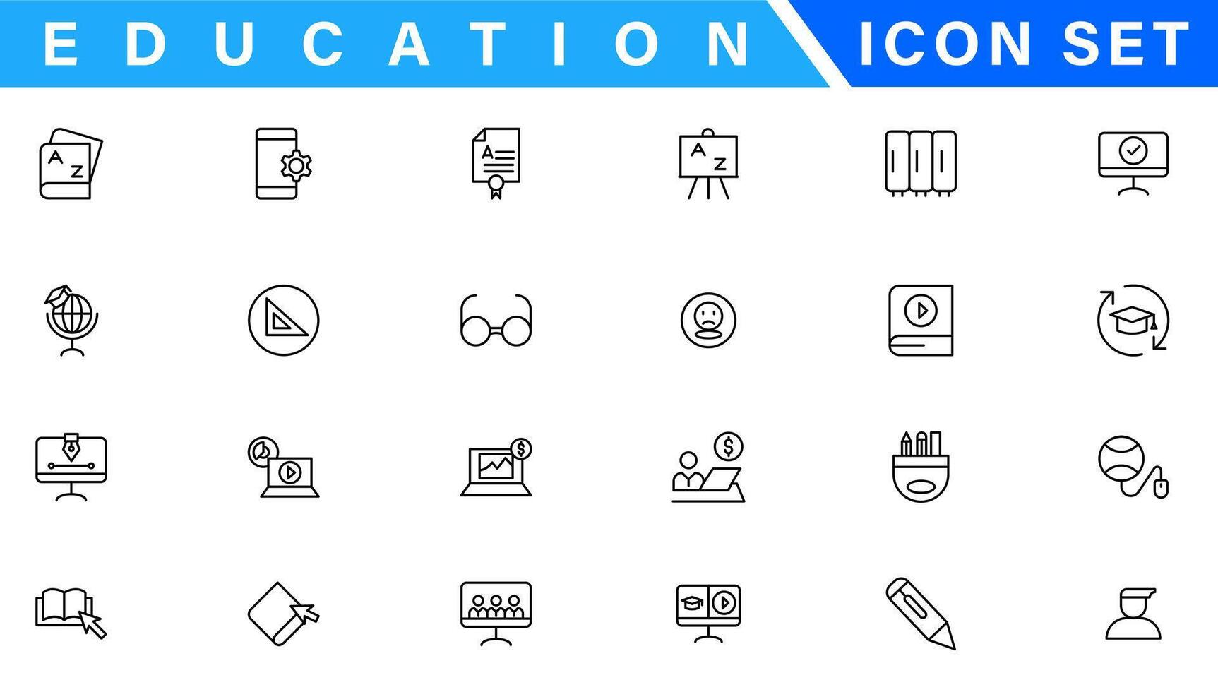 Education and Learning web icons in line style. School, university, textbook, learning. Vector illustration.