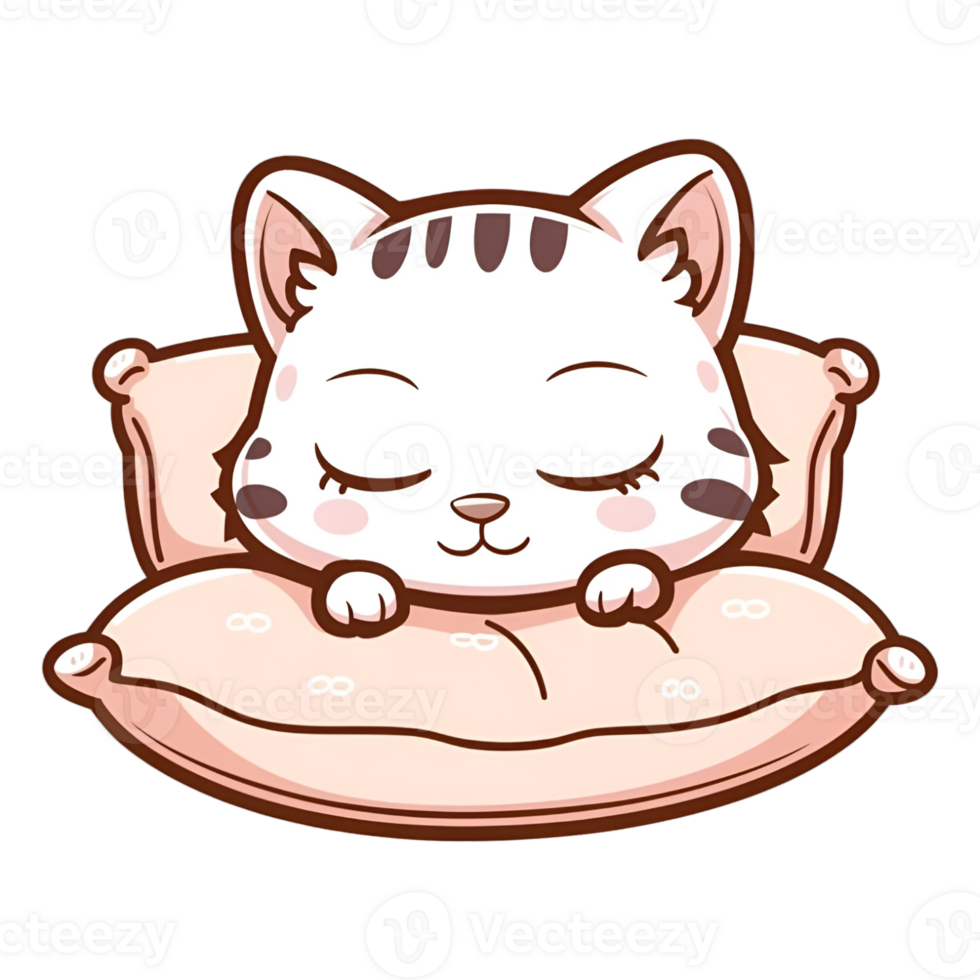 AI generated cat sleep on pillow png